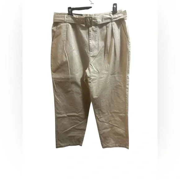 Who What Wear Khaki Chinos with belt size 16 NWT - Picture 2 of 6